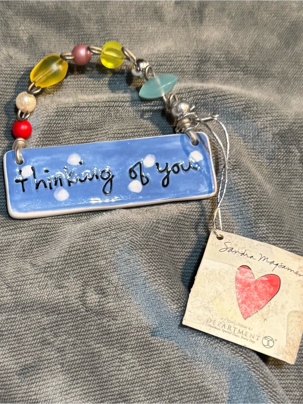 Sandra Magsamen Blue "Thinking of You" Ceramic Thoughtful Wall Hanging